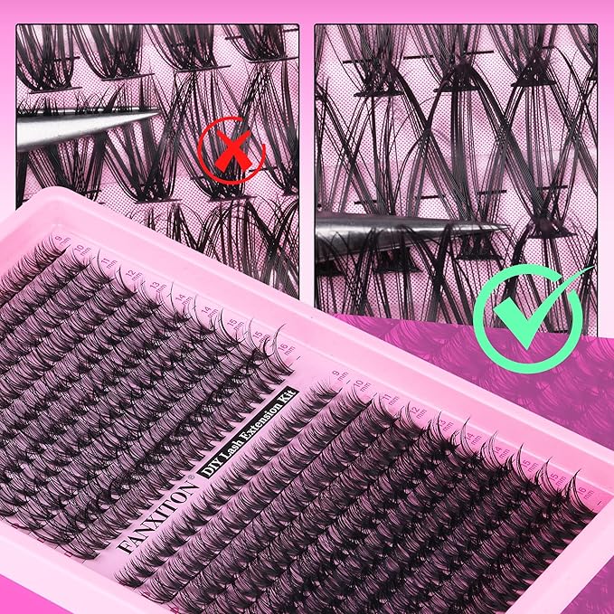 FANXITON Lash Clusters Wispy 30D+40D Lashes Clusters 400pcs Eyelash Clusters D Natural Cluster Eyelash Extensions 9-16mm Mix Individual Lashes for Beginners