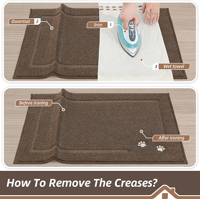 BEQHAUSE Dog Door Mat for Mud Paws Dirt Trapper Doormat Non-Slip Entryway Rugs Absorbent Welcome Mat Washable Indoor Floor Mat Low-Profile for Front Door, 36" x 60", Brown