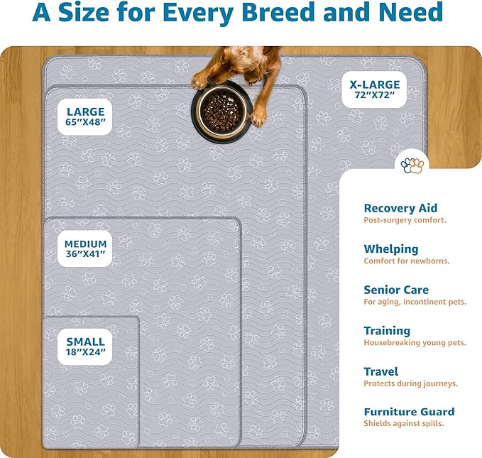 IMPROVIA® Extra-Large Waterproof Dog Mat - Jumbo Washable Playpen Floor Protector, Non-Slip Pet Pad, Heavy-Duty 65"x48"