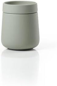 Zone Denmark Nova One Ceramic Storage Box with Lid for Bathroom Utensils such as Cotton Pads & Cotton Buds Diameter 3.3", Height 3.39", Capacity 290 ml, Matcha Green