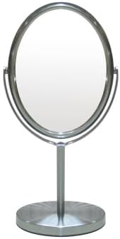 Free Standing Double Sided Tabletop Makeup Metal Vanity Mirror 1X and 3X Magnification, Oval, Swivel Mirror for Desk, Bedroom, Bathroom Nickel