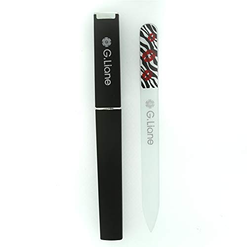 Premium Glass Nail File With Case Professional Crystal Fingernail Files Perfect Manicure Set For Women Men Kids Nail Care Gift Set(Black)