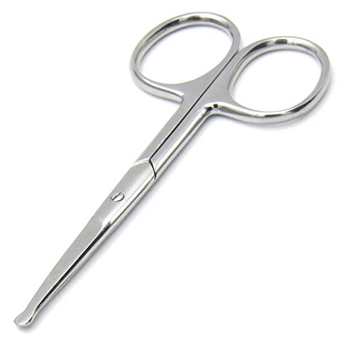 Rounded Stainless Steel Small Facial Hair Scissors, 3.7 Inches - Rounded Tip Scissors for Nose Hair, Mustache, Beard, Eyebrows, Eyelashes & Baby Nails