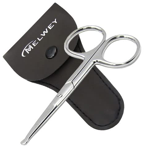 Rounded Stainless Steel Small Facial Hair Scissors, 3.7 Inches - Rounded Tip Scissors for Nose Hair, Mustache, Beard, Eyebrows, Eyelashes & Baby Nails