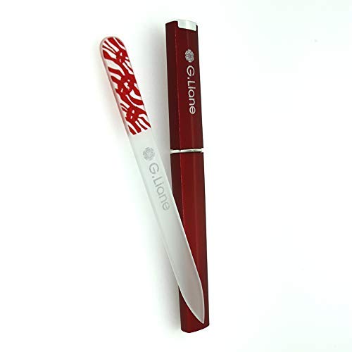 Premium Glass Nail File with Case G.Liane Professional Crystal Fingernail Files Perfect Manicure Set for Women Men Kids Nail Care Gift Se(Red)