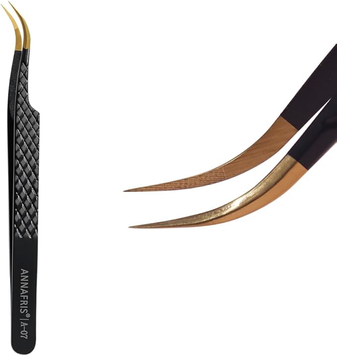 ANNAFRIS Lash Tweezers for Eyelash Extensions,Precision Fiber Tip for Volume Eyelash Extensions,Lash Extension Tweezers for Easy Application and Removal-A07