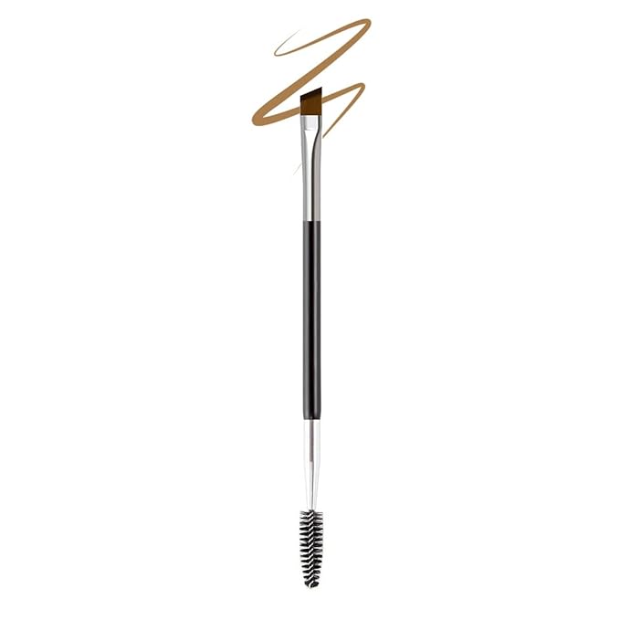 Professional Double-Ended Angled Eyebrow and Spoolie Brush - Makeup Grooming Tool for Precision Application of Brow Powders, Shaping and Lash Grooming