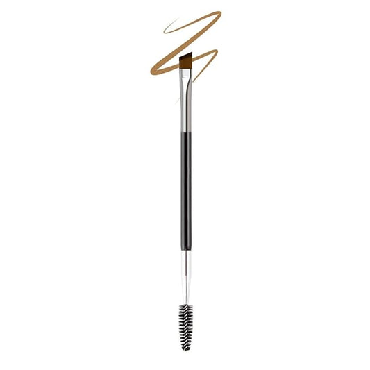 Professional Double-Ended Angled Eyebrow and Spoolie Brush - Makeup Grooming Tool for Precision Application of Brow Powders, Shaping and Lash Grooming