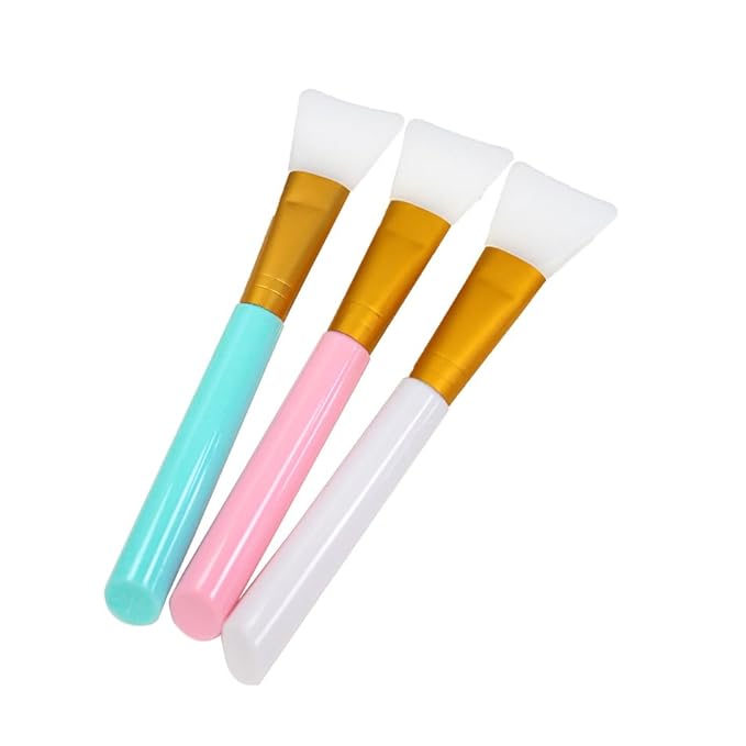 6 Pack Silicone Face Mask Makeup Brushes, Facial Mask Brush Spatulas, Skin Care Beauty Applicator Brush, Soft Cosmetic Mud Clay Gel Cream Powder Mask DIY Extractor Tool, White, Blue, Pink