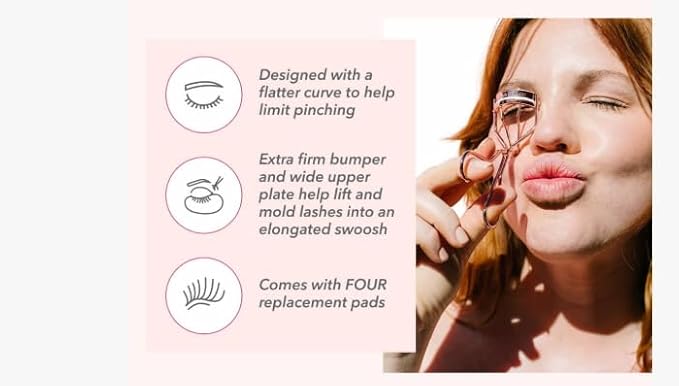 Jenny Patinkin The Big Reveal ® Eyelash Curler for Hooded Eyes, Deep Set Eyes – Precision & Professional Eyelash Curler for Difficult Eye Shapes with Replacement Silicone Pad, Nickel Free