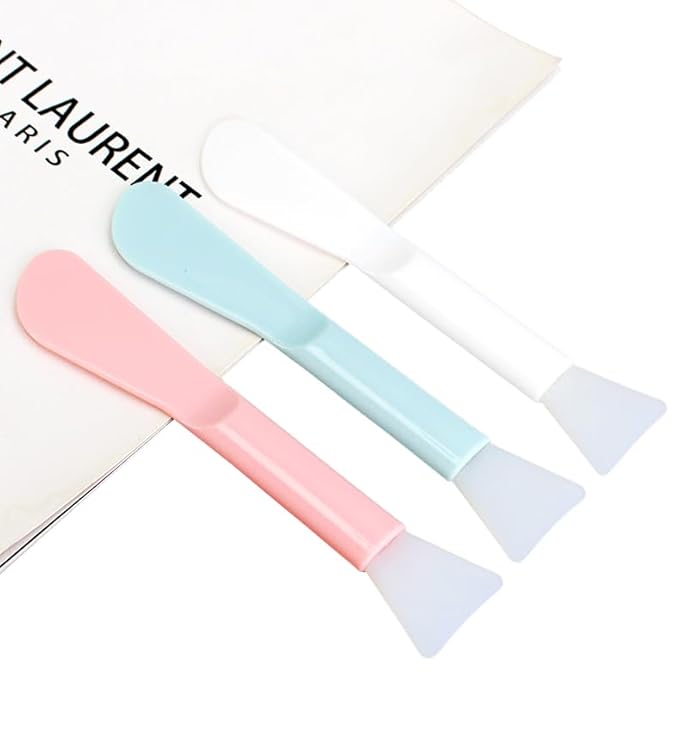 30pack 2-in-1 Soft Silicone Brush, Cosmetic Spatula for Face Mask Cream Stick Plastic Tip Spoon Disposable Beauty Makeup Tool for Mixing, Sampling, Waxing, DIY Facial Mask Skincare, Reusable