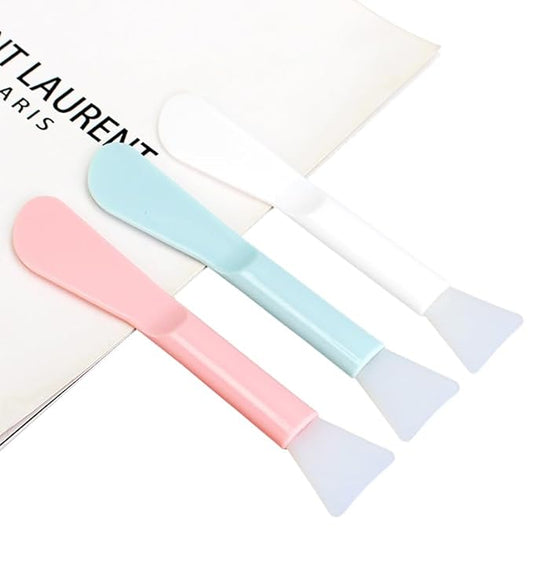 30pack 2-in-1 Soft Silicone Brush, Cosmetic Spatula for Face Mask Cream Stick Plastic Tip Spoon Disposable Beauty Makeup Tool for Mixing, Sampling, Waxing, DIY Facial Mask Skincare, Reusable