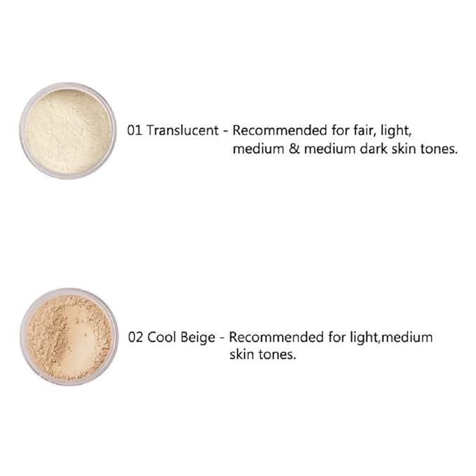 2 Pack PHOERA Setting Powder,Control Oil Brighten Skin Color Cover Blemish Whitening Face Makeup Lasting,Velour Powder Puff (101 Translucent)