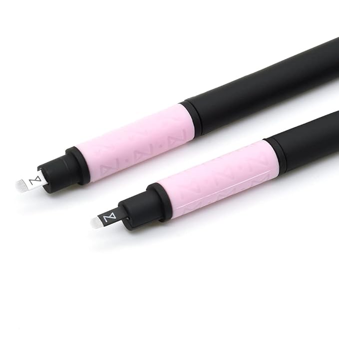 ACK OF 10 Mellie Microblading Disposable Pen 2 IN 1 - Sterilized Blade & Shade - Comfortable Silicone Grip With Pigment Sponge Microblade Best Eyebrow Supplies Kit (U18 NANO/U18)