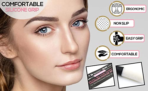 ACK OF 10 Mellie Microblading Disposable Pen 2 IN 1 - Sterilized Blade & Shade - Comfortable Silicone Grip With Pigment Sponge Microblade Best Eyebrow Supplies Kit (U18 NANO/U18)