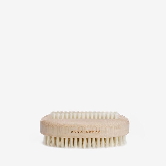 ACCA KAPPA Beechwood Nail Brush Double-Tuft Natural Bristles Hand-Finished Grooming Tool for Men and Women