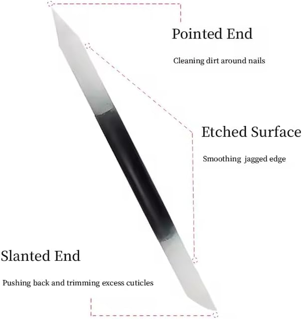 Professional Glass Nail File Set, 3-Piece Crystal Files with Case. Glass Nail File Set Includes a Nail File, Cuticle Pusher, and Nail Buffer, Manicure Tools, Black Gradient