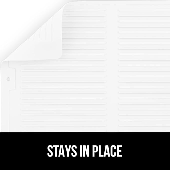 GORILLA GRIP 100% BPA-Free Patented Silicone Dish Drying Mat for Kitchen Counter, 18x16 Inch, Water Catching Ribbed Design, Easy Clean Waterproof Sink Liner, Heat Resistant, Fits Under Rack, White