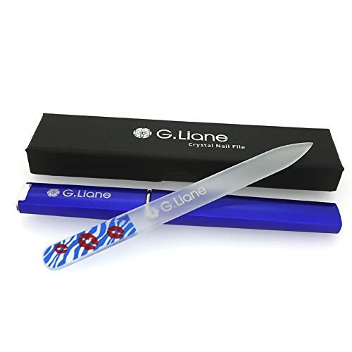 Premium Glass Nail File with Case Professional Crystal Fingernail Files Perfect Manicure Set for Women Men Kids Nail Care Gift Set(Blue)