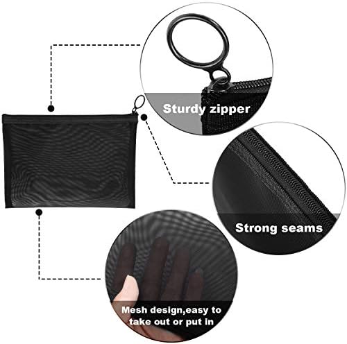 6 Pieces Mesh Makeup Bags Mesh Cosmetic Bag Portable Travel Organizing Zipper Pouch Toiletries Makeup Pouches for Home Office Travel Accessories