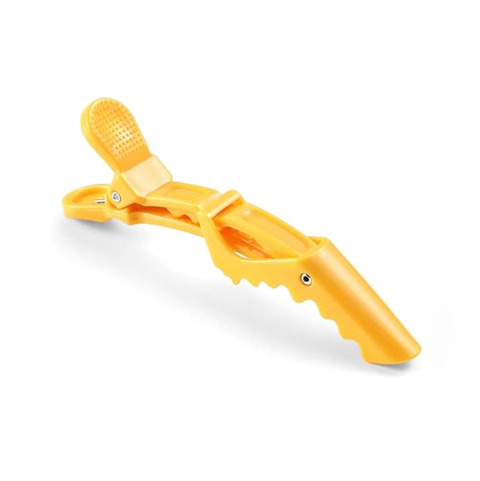 10pcs/set Multicolor Croc Clips Transparent Plastic Hairdresser Clip Hair Styling Sectioning Barrettes Professional Non Slip Alligator Clip Salon DIY Accessories Hairpins (10pcs-Yellow)