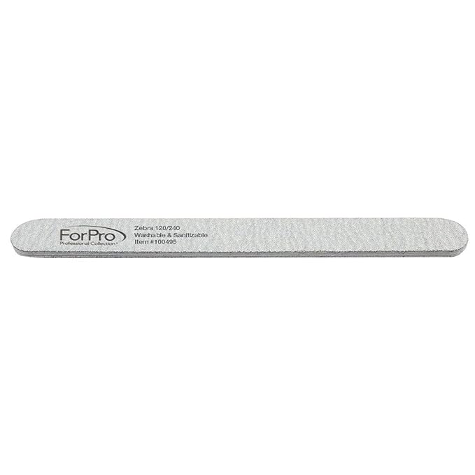 ForPro Zebra Foam Board, 120/240 Grit, Double-Sided Manicure Nail File, 7” L x .75” W 50-Count