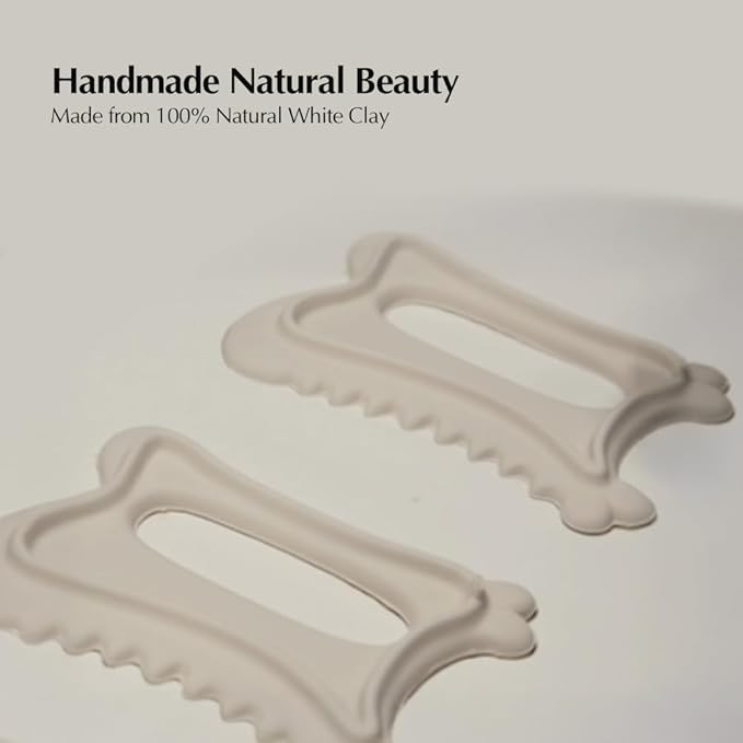 Slow Recipe Face Factory Ceramic Gua Sha Tool- Face & Body Massager – 100% Natural White Clay, Triple-Fired Ceramic Tool for Lymphatic Drainage, Includes Storage Pouch & Guide (D-tok)