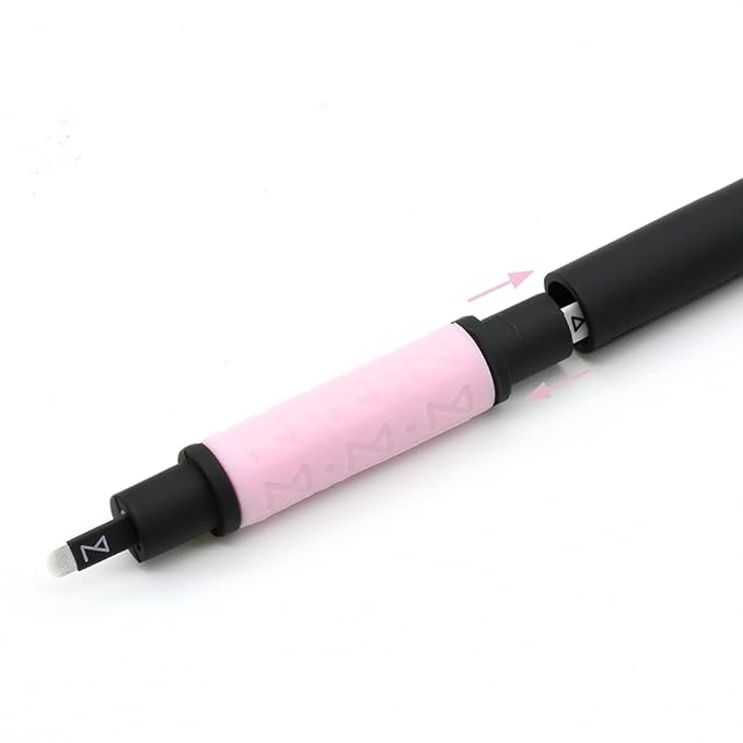 ACK OF 10 Mellie Microblading Disposable Pen 2 IN 1 - Sterilized Blade & Shade - Comfortable Silicone Grip With Pigment Sponge Microblade Best Eyebrow Supplies Kit (U18 NANO/U18)