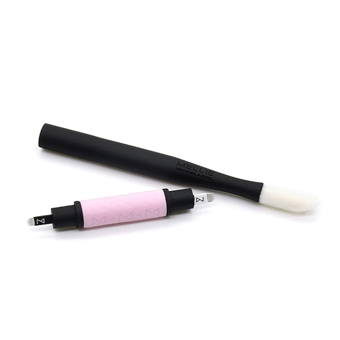 ACK OF 10 Mellie Microblading Disposable Pen 2 IN 1 - Sterilized Blade & Shade - Comfortable Silicone Grip With Pigment Sponge Microblade Best Eyebrow Supplies Kit (U18 NANO/U18)