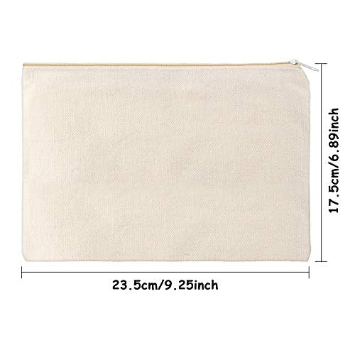 meekoo 16 Pack Blank Canvas Pouch Zipper Cosmetic Bag Bulk Plain Makeup Pouch Sublimation DIY Craft Multipurpose Travel Toiletry Bag for Makeup Cosmetic Stationary Storage Organizer(L,Beige)