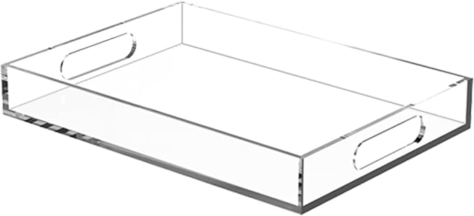 Acrylic Organizers Tray, Acrylic Organizers Tray Large, Acrylic Tray with Handle, Lucite Tray Organizer for Bench, Coffee Table Countertop, Bathroom, Living Room, Powder Room