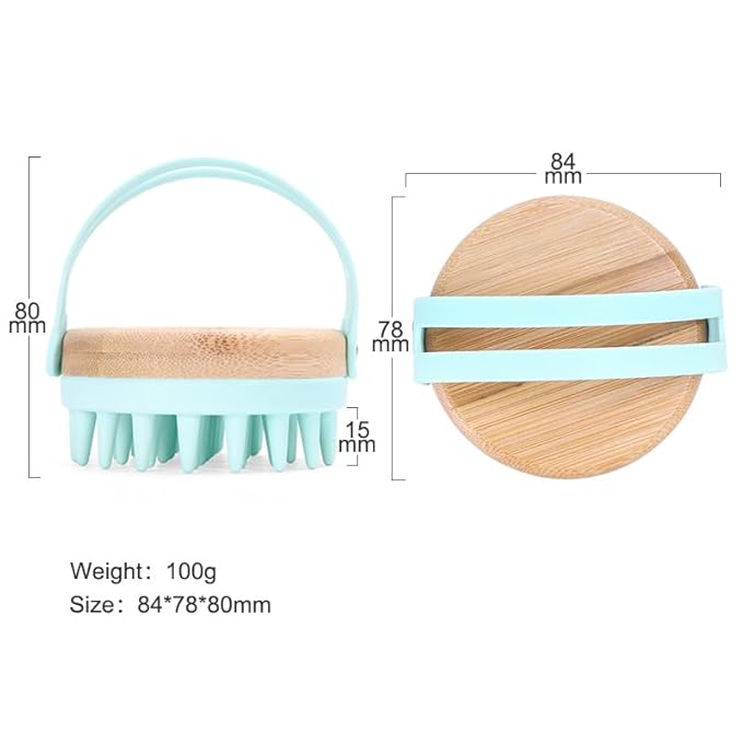 Bamboo Silicone Scalp Brush for Hair Washing – Gentle Shampoo Massager with Soft Bristles for Dandruff & Oil Care, Eco-Friendly Head Scrubber Comb for Deep Clean & Relaxing Shower (Pink)