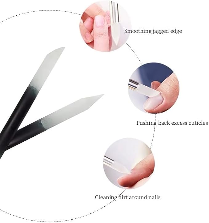 Professional Glass Nail File Set, 3-Piece Crystal Files with Case. Glass Nail File Set Includes a Nail File, Cuticle Pusher, and Nail Buffer, Manicure Tools, Black Gradient