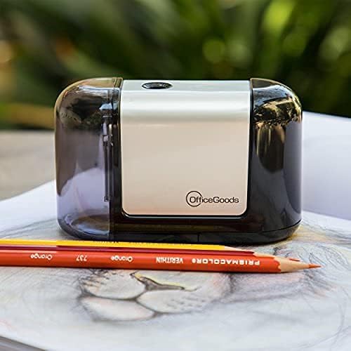 OfficeGoods Mini-Pro Electric Pencil Sharpener - Cordless Portable Sharpener - Battery Operated - Compact & Powerful for Home, Office & School - Black