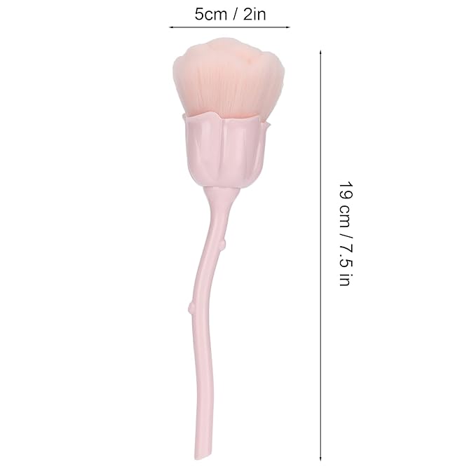 Nail Dust Brush Rose Shaped Elegant Nail Cleaning Dust Removal Makeup Loose Powder Blush Brush for Nail Salon and Household Use(08)