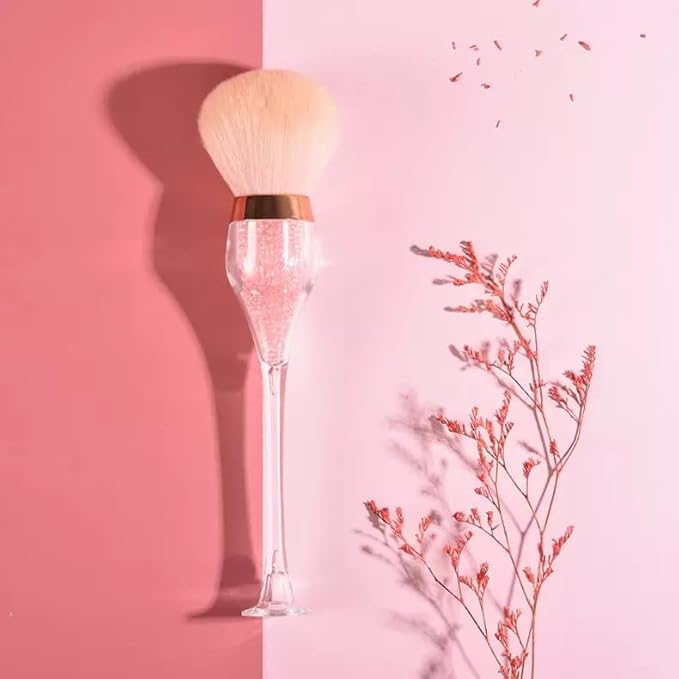 Nail Dust Brush in Wine Glass Style- Dense Bristles for Manicure Station, Professional Acrylic Handle Dusting Brush for Nail Art, Easy Clean Powder Tool for Nail Salon & Home Use