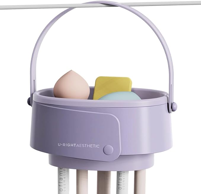 Foldable silicone makeup brush cleaning bowl, makeup tool cleaning bowl, makeup brush cleaning tool storage and drying rack (purple) (purple)