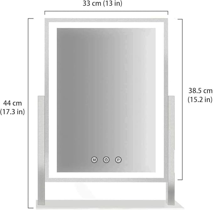 HIEEY Lighted Makeup Mirror, Hollywood Vanity Mirror with Lights, Three Color Lighting Modes, and 5X Magnification Mirror, Smart Touch Control, 360°Rotation (17.3in,White,Gift Box)