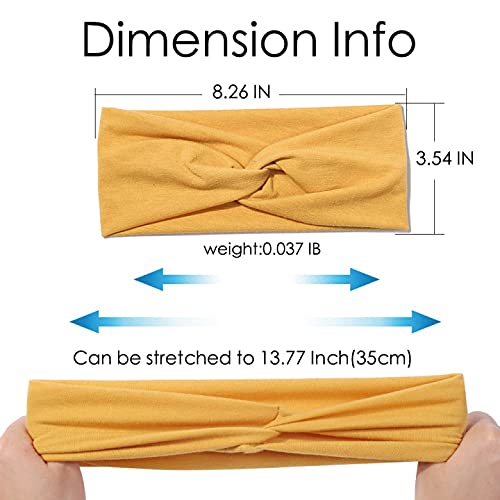 Artilady 6 Pack Wide Boho Headbands for Women - Soft Yoga Elastic Hair Bands for Girls Workout Running Sport Headwrap Non-slip Breathable (Solid)