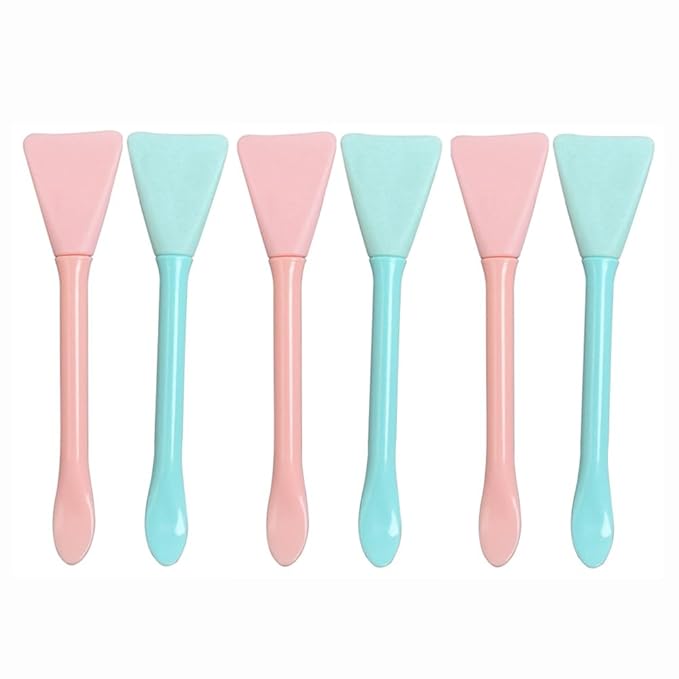 6 Pack Cosmetic Spatula, Small Silicone Applicator Face Brush for Skin Treatment DIY Facial Mud, Gel, Cream, Lotion, Powder, Clay, Plastic Scooper Extractor Tool for Mixing, Sampling, Waxing