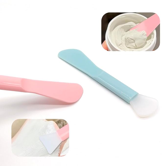 6 Pack Cosmetic Spatulas, Soft Silicone Spoon Scooper Extractor Tool for DIY Facial Mask Stick, Face Cream, Serum, Mud, Crafts, Makeup Applicator Brush for Mixing, Skincare, Sampling, Waxing