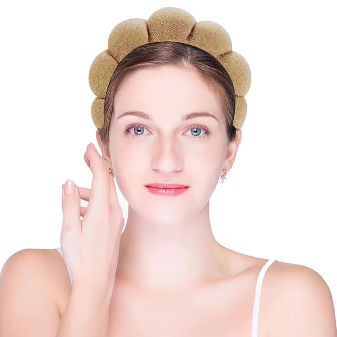 HitModa Spa Headbands for Washing Face or Facial, Makeup Headband for Women, Skincare Hair band, Puffy Terry Cloth Face Washing Head band for Maskup, Skin Treatment