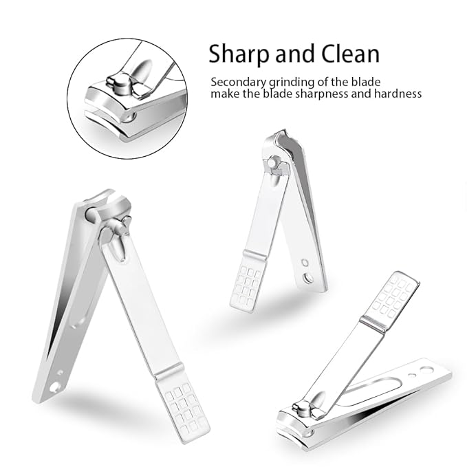 ZIZZON Nail Clippers Kit Manicure Pedicure Set with Holographic Case(Pink)