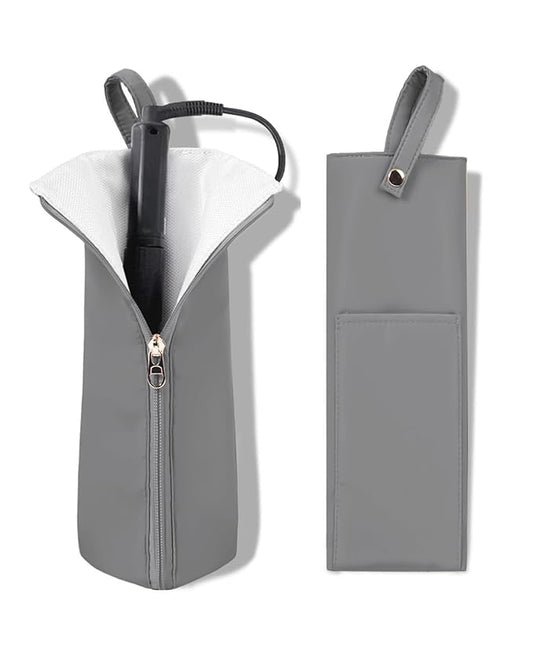 Holder & Mat for Curling Iron Flat Iron, Heat Resistant Hot Hair Tool Travel Bag Case
