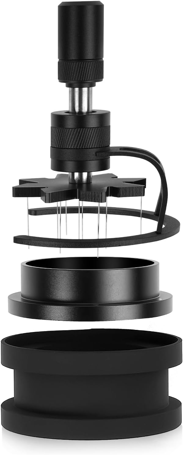 IKAPE 51MM WDT Tool, Espresso Stirrer Distribution Tool, Adjustable Needle Height, Coffee Stirrer with Dosing Funnel & Stand