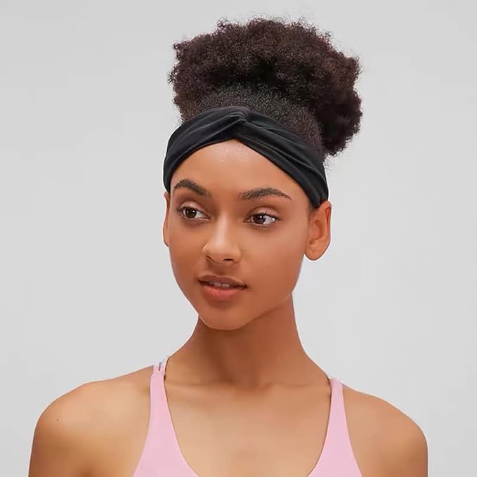 Artilady 6 Pack Wide Boho Headbands for Women - Soft Yoga Elastic Hair Bands for Girls Workout Running Sport Headwrap Non-slip Breathable (Ebony)