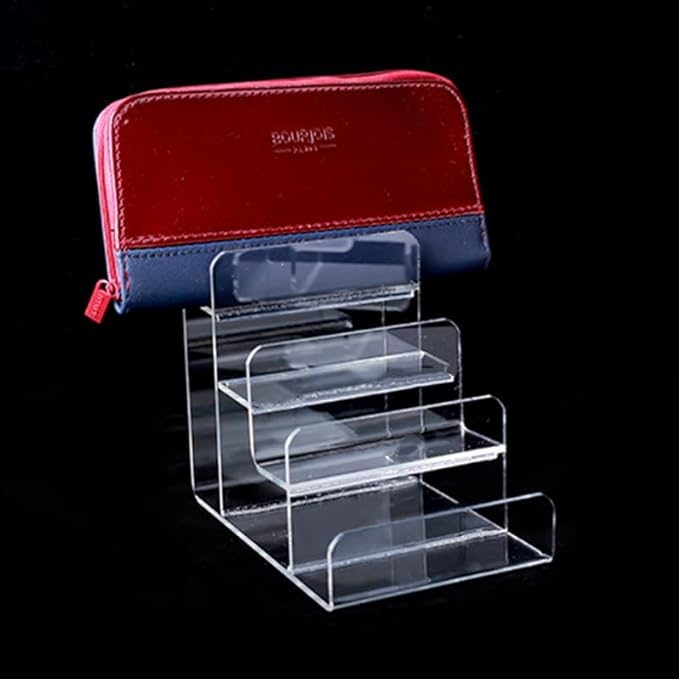 Acrylic Wallet Display Stand Purse Handbag Organizer, Clear Jewelry Riser Display Stand Purse Display Rack, Acrylic Display Shelf for Cosmetic Perfume Jewelry Sunglasses Handbag (6 Tier)
