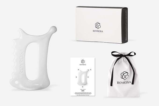ROYROSA® 로이로사괄사 K-Beauty, 100% Ceramic Guasha, Facial and Body Acupuncture Therapy, Reduce Fine Lines and Wrinkles, Made in South Korea (Royrosa Guasha)