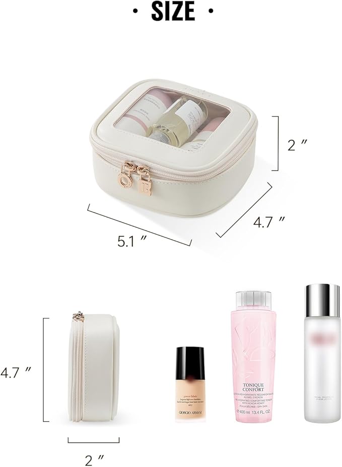 EACHY Clear Makeup Bag，Waterproof TSA Approved Toiletry Bag with Zipper for Women, Make Up Organizer and Skincare Pouch, Portable Car or Purse Bag for Travel Essentials