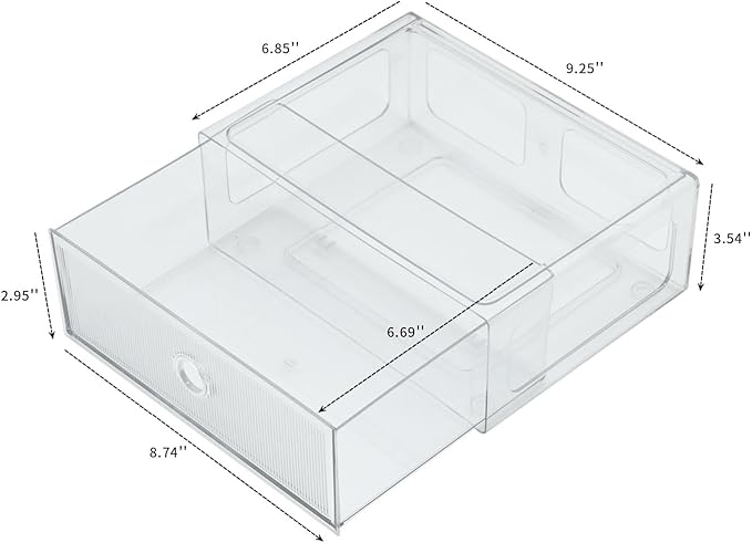 Clear Drawer Organizers for Office, Plastic Storage Box for Art Supplies, Marker Pen, School Stationery, Colored Pencils, Kitchen Accessories, Stackable Bathroom Makeup Container, 4 Drawers